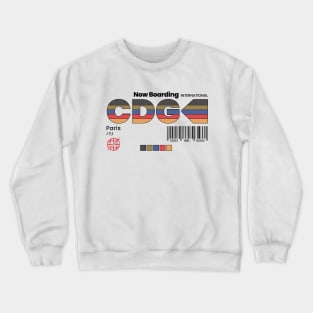 Vintage Paris CDG Airport Label Retro Travel Paris France Crewneck Sweatshirt